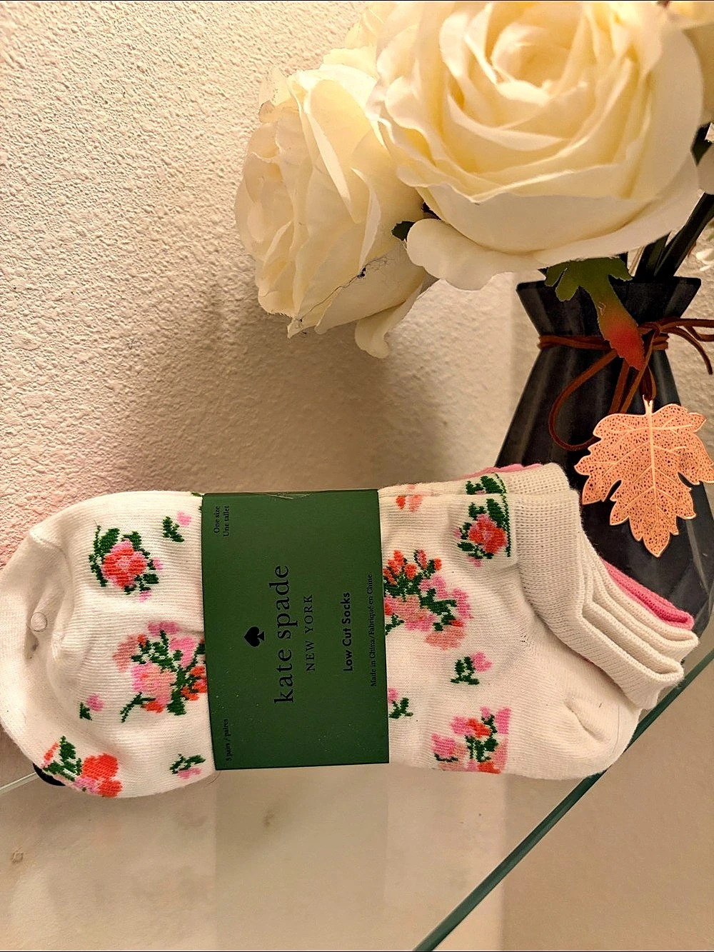 Kate Spade Floral Ankle Socks Set White & Pink NWT